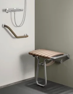 Siège De Douche|Godonnier Siège de douche large lattes taupe Godonier