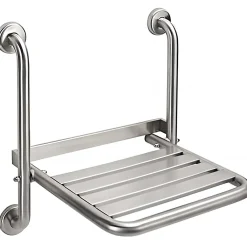 Sanindusa Siège de douche mural pliant rabattable tout inox charge 120kg NewWccare