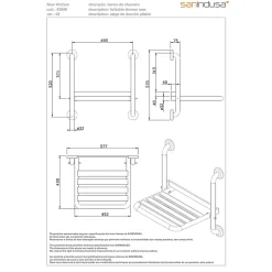 Sanindusa Siège de douche mural pliant rabattable tout inox charge 120kg NewWccare