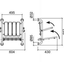 Siège De Douche|Sanindusa Siège de douche mural pliant rabattable tout inox charge 120kg NewWccare maintient dos et accoudoirs