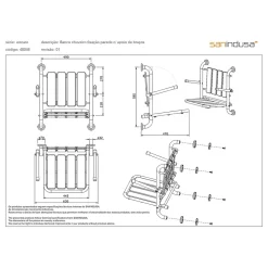 Siège De Douche|Sanindusa Siège de douche mural pliant rabattable charge 120kg NewWccare maintient dos et accoudoirs blanc
