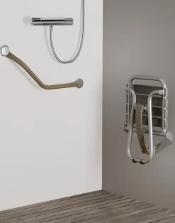 Godonnier Siège de douche pieds alu, assise polypropylène coloris taupe l.36,4 x P.38,2 x H.50 cm