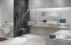 Godonnier Siège de douche pieds alu, assise polypropylène coloris taupe l.36,4 x P.38,2 x H.50 cm