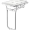Siège De Douche|Delabie Siège de douche relevable avec pied en aluminium époxy blanc -