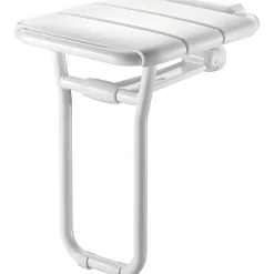 Siège De Douche|Delabie Siège de douche relevable avec pied en aluminium époxy blanc -