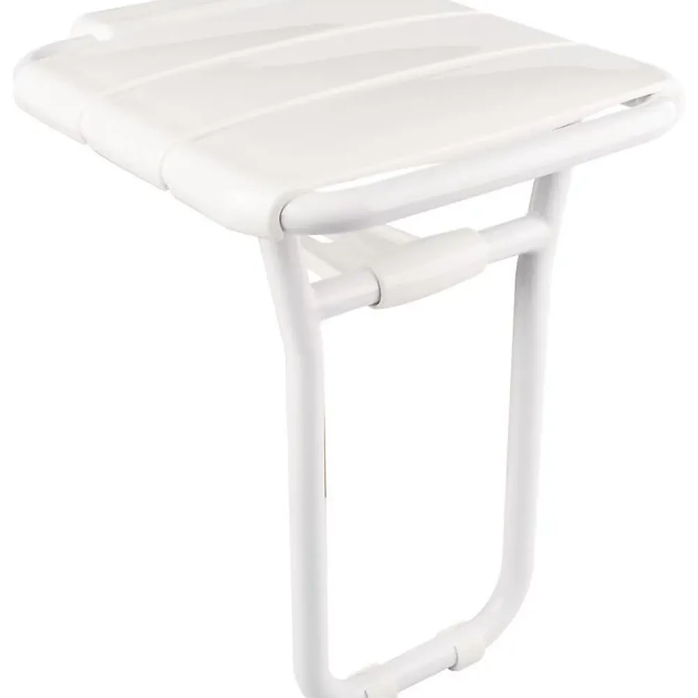 Siège De Douche|Delabie Siège de douche relevable avec pied en aluminium époxy blanc -
