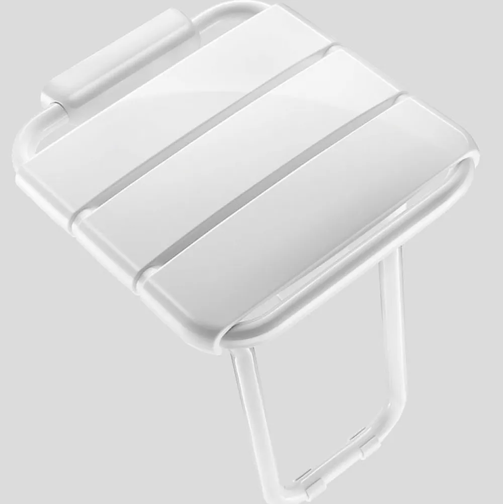 Siège De Douche|Delabie Siège de douche relevable avec pied en aluminium époxy blanc -