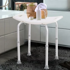 Siège De Douche|Homcom Siège de douche réglable en hauteur tabouret de douche ergonomique pieds antidérapants charge max. 136 Kg alu HDPE blanc