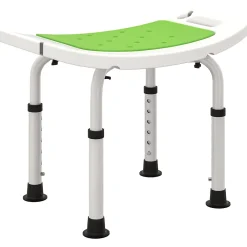 Homcom Siège de douche réglable en hauteur tabouret de douche ergonomique pieds antidérapants charge max. 135 Kg alu HDPE blanc vert