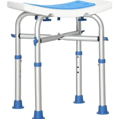 Siège De Douche|Homcom Siège de douche réglable en hauteur tabouret de douche ergonomique pieds antidérapants charge max. 150 Kg alu HDPE blanc bleu