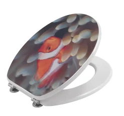 Abattant Wc|Kiamami Valentina Siège De Toilette En Mdf Avec Surface Décorée Par Une Représentation 3D D'un Aquarium