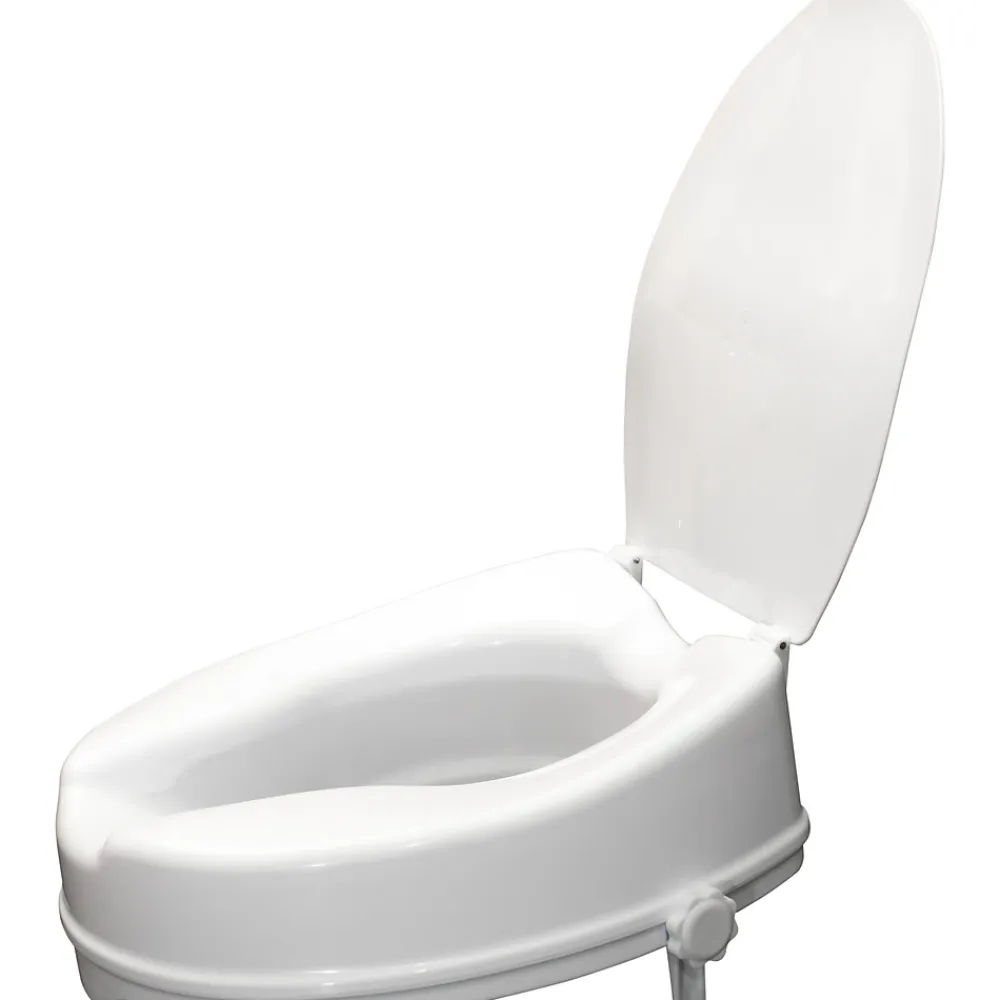 Aidapt Siège de toilette surélevé en plastique avec couvercle Senator blanc - Hauteur 10 cm
