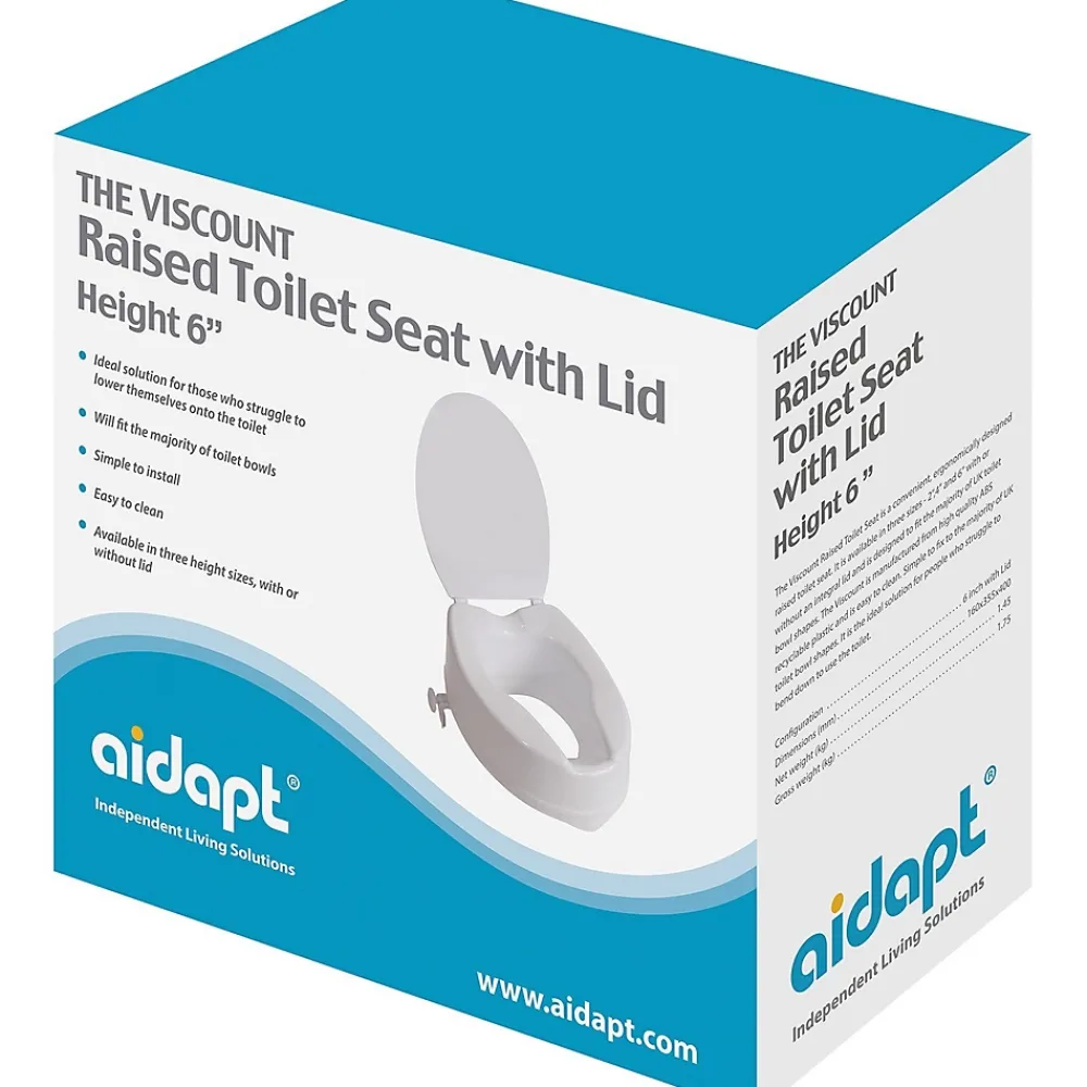 Aidapt Siège de toilette surélevé en plastique avec couvercle Senator blanc - Hauteur 16 cm