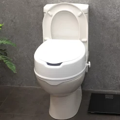 Aidapt Siège de toilette surélevé en plastique avec couvercle Senator blanc - Hauteur 16 cm
