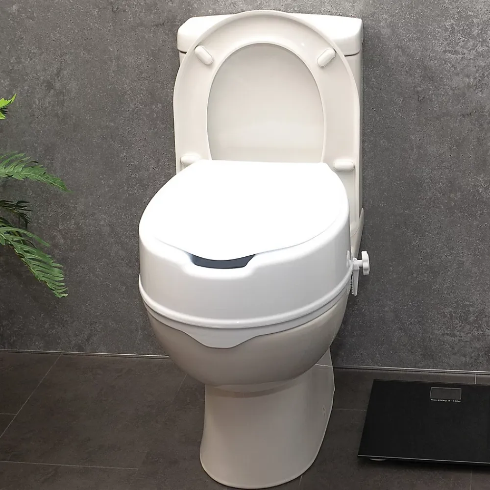 Aidapt Siège de toilette surélevé en plastique avec couvercle Senator blanc - Hauteur 16 cm