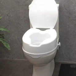 Aidapt Siège de toilette surélevé en plastique avec couvercle Senator blanc - Hauteur 16 cm