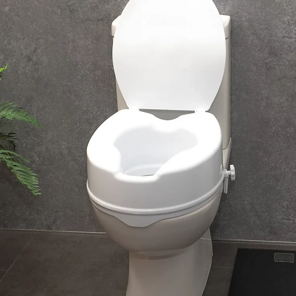 Aidapt Siège de toilette surélevé en plastique avec couvercle Senator blanc - Hauteur 16 cm