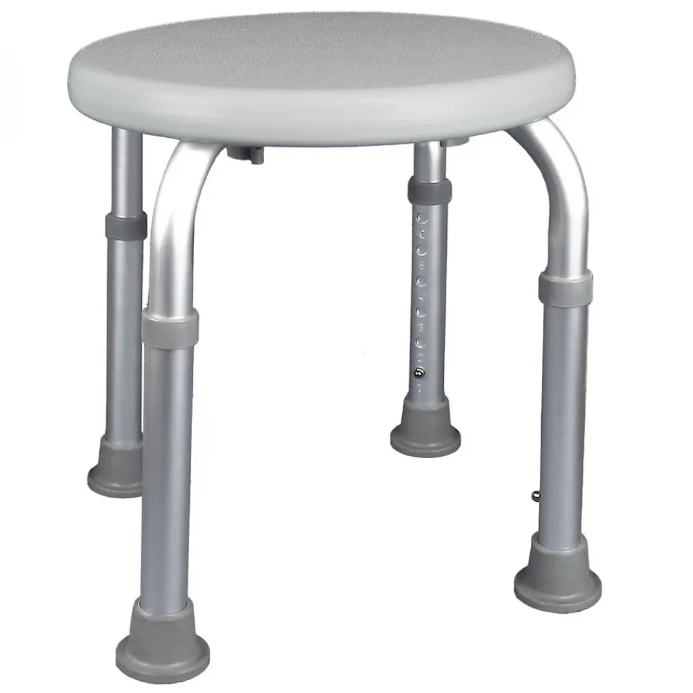 Linxor Siège, tabouret de douche rond réglable en hauteur - Blanc - Vivezen