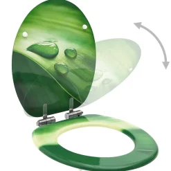 Abattant Wc|Helloshop26 Siège WC couvercle fermeture en douceur mdf vert
