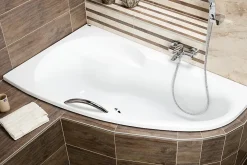 Baignoire D'Angle|Siko 140 x 95 cm Luiza baignoire d'angle gain de place, orientation gauche en acrylique, sans pieds, blanc (LU1400L)