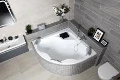 Siko 140 x 140 cm Samanta Plus baignoire d'angle en acrylique, sans pieds, blanc (SM1400PLUS)