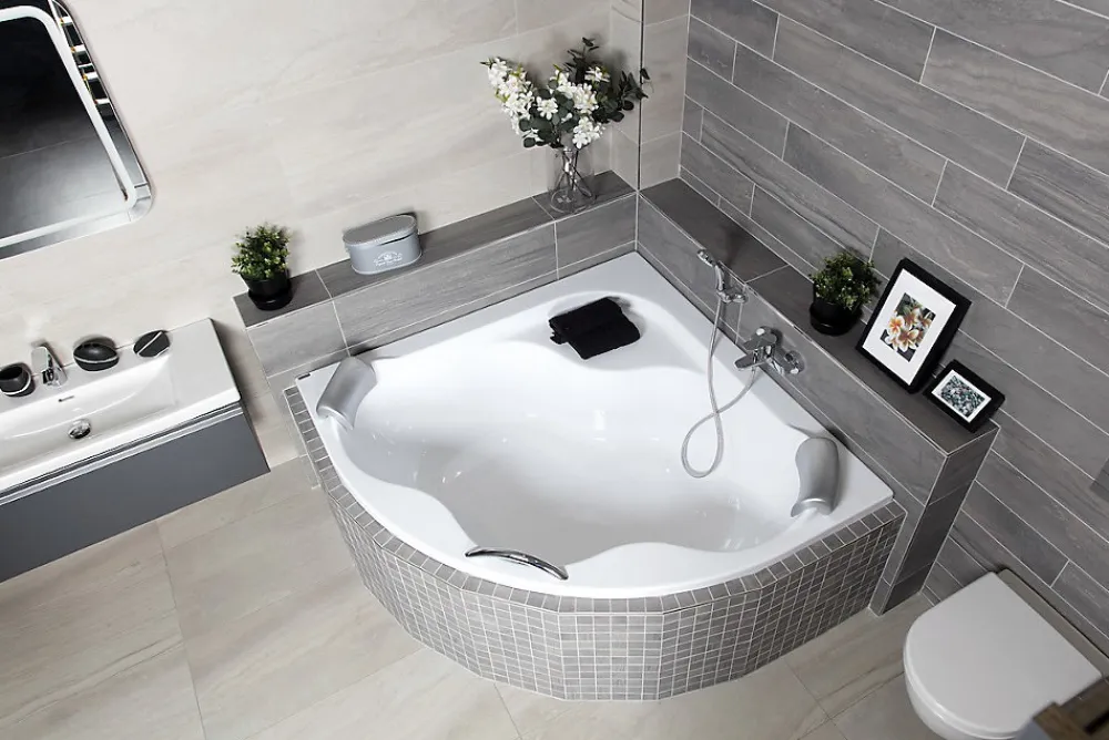 Siko 140 x 140 cm Samanta Plus baignoire d'angle en acrylique, sans pieds, blanc (SM1400PLUS)