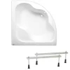 Baignoire D'Angle|Siko 150 x 150 cm Synthia Plus baignoire d'angle avec pieds, Acrylique, Gauche et Droite, Blanc (SY1500PLUS-SET)