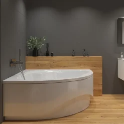 Baignoire D'Angle|Siko 150 x 150 cm Synthia Plus baignoire d'angle avec pieds, Acrylique, Gauche et Droite, Blanc (SY1500PLUS-SET)