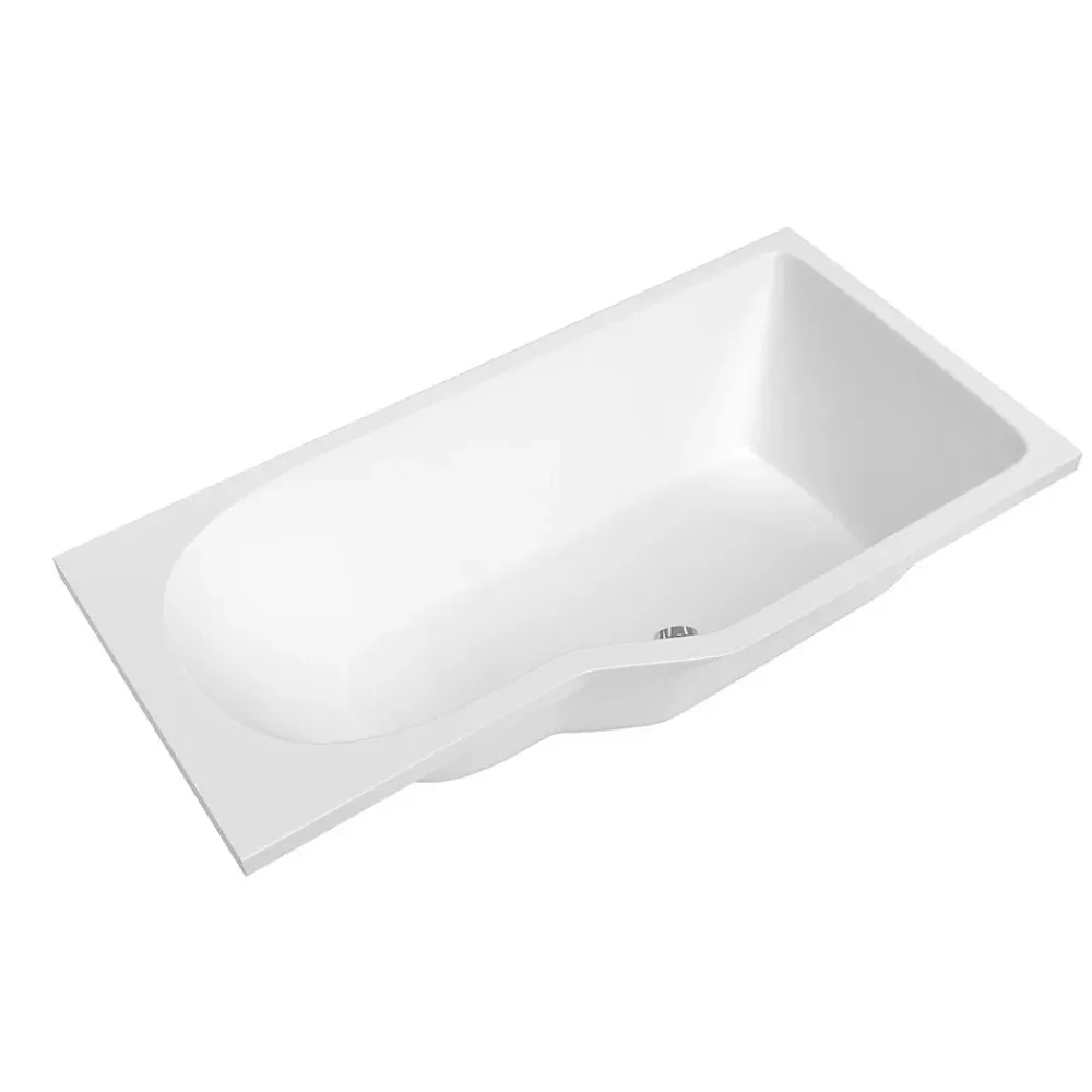 Siko 160x80 cm Beata Plus baignoire bain douche asymétrique en acrylique positionnement droite, sans pieds, blanc (BE1600PPLUS)