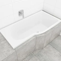 Siko 160x80 cm Beata Plus baignoire bain douche asymétrique en acrylique positionnement droite, sans pieds, blanc (BE1600PPLUS)