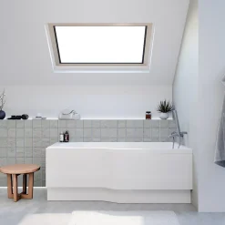 Baignoire Asymétrique|Siko 160x80 cm Beata Plus baignoire bain/douche asymétrique en acrylique, droite + tablier 160 cm + pieds, blanc