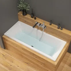 Baignoire Droite|Siko 170x70 cm Cube Way Plus baignoire rectangulaire en acrylique, gauche et droite, sans pieds, blanc (CUB1700PLUS)