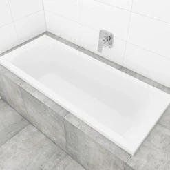 Baignoire Droite|Siko 170x70 cm Cube Way Plus baignoire rectangulaire en acrylique, gauche et droite, sans pieds, blanc (CUB1700PLUS)