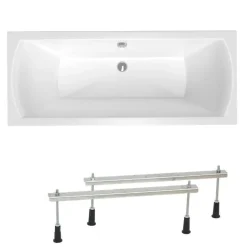 Siko 160x70 cm Cube Way Plus baignoire rectangulaire avec pieds, Acrylique, Gauche et Droite, Blanc (CUB1600PLUS-SET)