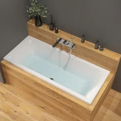 Siko 160x70 cm Cube Way Plus baignoire rectangulaire avec pieds, Acrylique, Gauche et Droite, Blanc (CUB1600PLUS-SET)