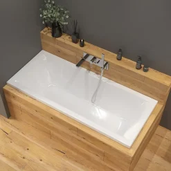 Siko 160x70 cm Cube Way Plus baignoire rectangulaire avec pieds, Acrylique, Gauche et Droite, Blanc (CUB1600PLUS-SET)