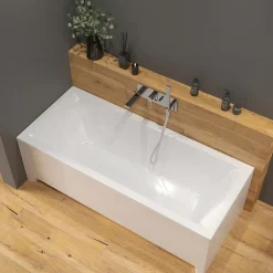 Siko 160x70 cm Cube Way Plus baignoire rectangulaire avec pieds, Acrylique, Gauche et Droite, Blanc (CUB1600PLUS-SET)