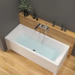 Siko 160x70 cm Cube Way Plus baignoire rectangulaire avec pieds, Acrylique, Gauche et Droite, Blanc (CUB1600PLUS-SET)