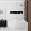 Baignoire D'Angle|Siko 160x100 cm Fortuna Plus baignoire d'angle en acrylique, droite + tablier + pare-baignoire + pieds, blanc (FO1600PPLUS-SETP1)