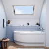 Siko 160x100 cm Fortuna Plus baignoire d'angle en acrylique, droite + tablier 160 cm + pieds, blanc (FO1600PPLUS-SET1)