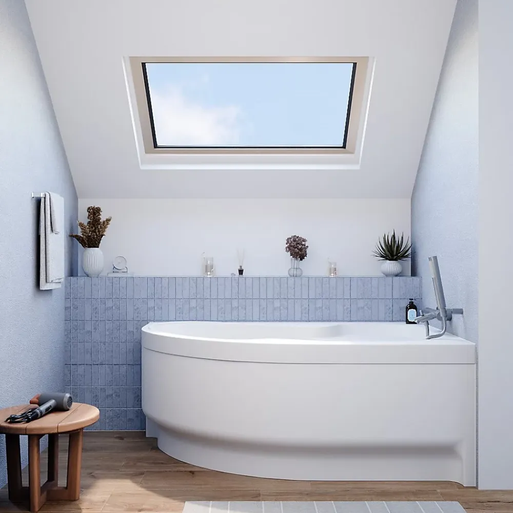 Siko 160x100 cm Fortuna Plus baignoire d'angle en acrylique, droite + tablier 160 cm + pieds, blanc (FO1600PPLUS-SET1)