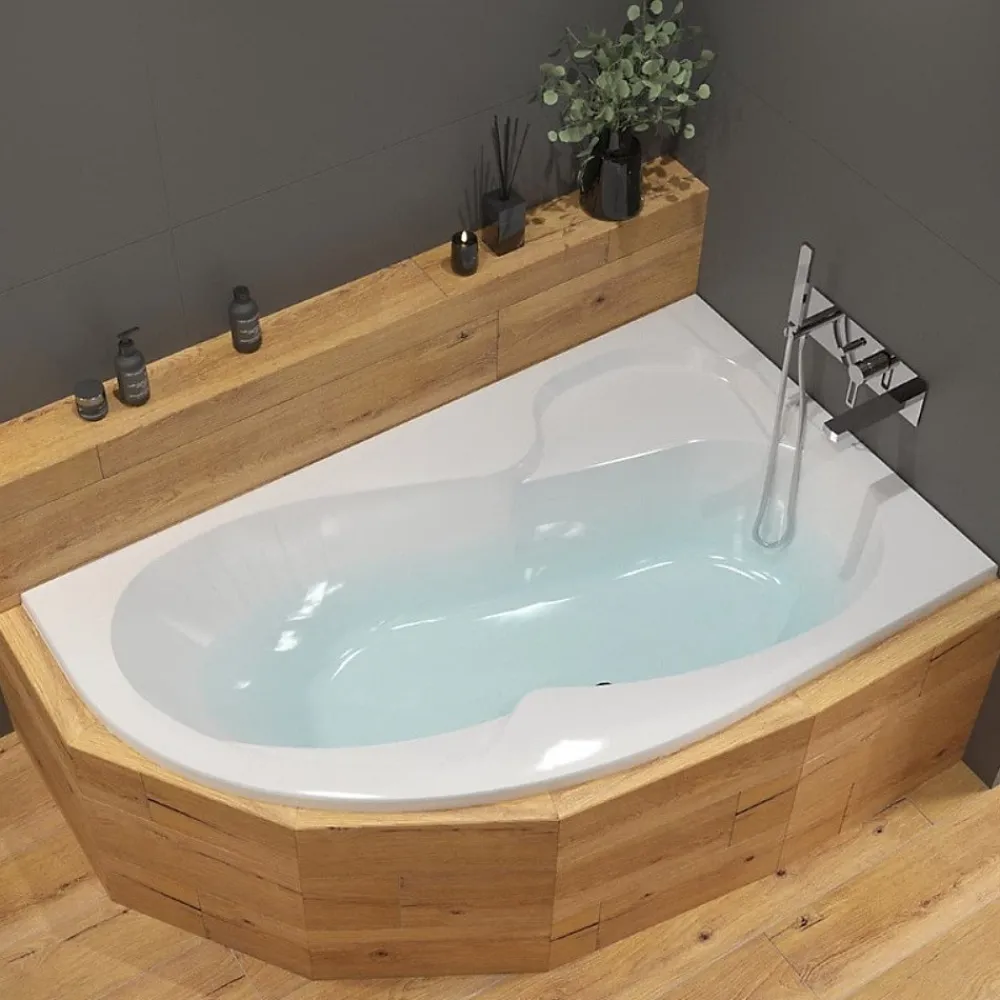 Siko 160x100 cm Fortuna Plus baignoire d'angle avec pieds, Acrylique, Droite, Blanc (FO1600PPLUS-SET)