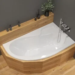Baignoire Droite|Siko 170x100 cm Fortuna Plus baignoire asymétrique en acrylique, droite, sans pieds, blanc (FO1700PPLUS)