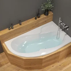 Siko 150x100 cm Fortuna Plus baignoire asymétrique en acrylique, droite, sans pieds, blanc (FO1500PPLUS)