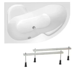 Siko 150x100 cm Fortuna Plus baignoire asymétrique avec pieds, Acrylique, Gauche, Blanc (FO1500LPLUS-SET)