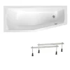 Baignoire Asymétrique|Siko 160x70 cm Laguna Aneta baignoire bain/douche asymétrique avec pieds, acrylique, gauche, blanc (AN1600LPLUS-SET)