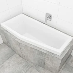 Baignoire Asymétrique|Siko 160x70 cm Laguna Aneta baignoire bain/douche asymétrique avec pieds, acrylique, gauche, blanc (AN1600LPLUS-SET)