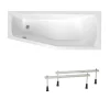 Siko 160x70 cm Laguna Aneta baignoire bain/douche asymétrique avec pieds, acrylique, droite, blanc (AN1600PPLUS-SET)