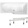 Baignoire Asymétrique|Siko 160x80 cm Laguna Beata Plus baignoire bain/douche asymétrique avec pieds, acrylique, droite, blanc (BE1600PPLUS-SET)