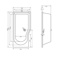 Baignoire Asymétrique|Siko 160x80 cm Laguna Beata Plus baignoire bain/douche asymétrique avec pieds, acrylique, droite, blanc (BE1600PPLUS-SET)